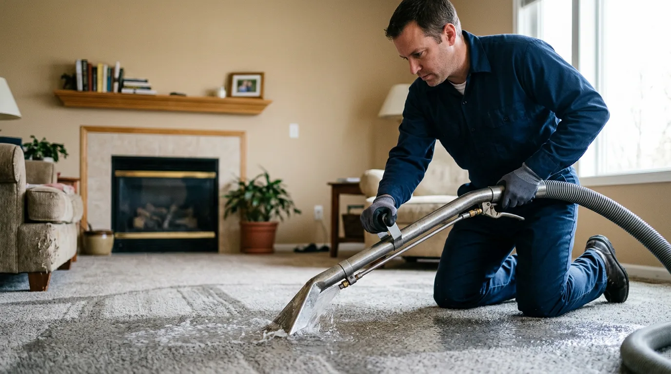 Water damage restoration technician working near Burke, VA